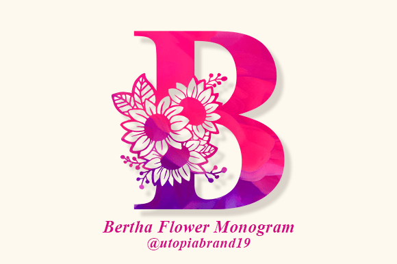 Bertha Flower Monogram: A Decorative Font with Heart